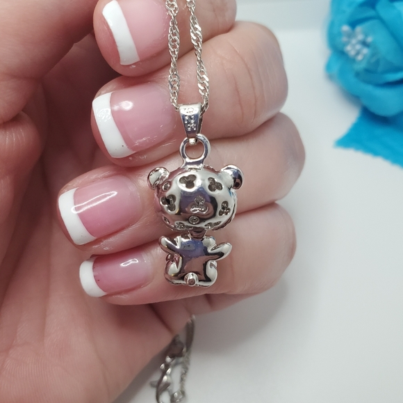 Sterling Silver Teddy Bear Necklace - Picture 3 of 3